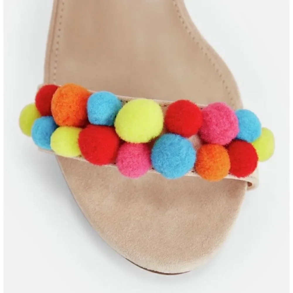 NWOB Hazel Pom Pom Embellished Heels by JUSTFAB